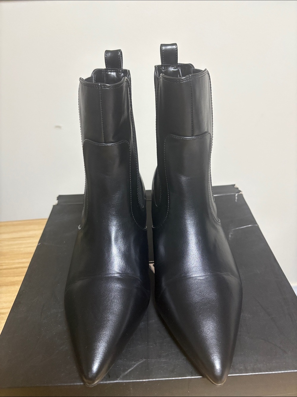 Black Pointed Toe Ankle Booties - Women's Chelsea Style